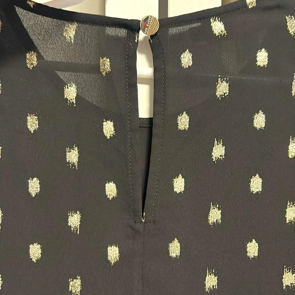 EUC [Ted Baker] Naiomy Black/Silver Flecked Wrap Printed Blouse Top Womens Sz 2 - Picture 5 of 11